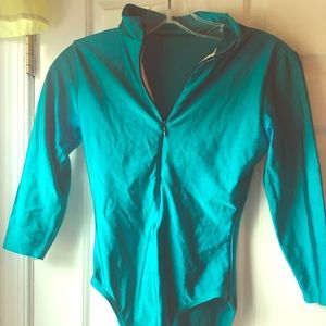 Teal Spandex Quarter Sleeve Leotard